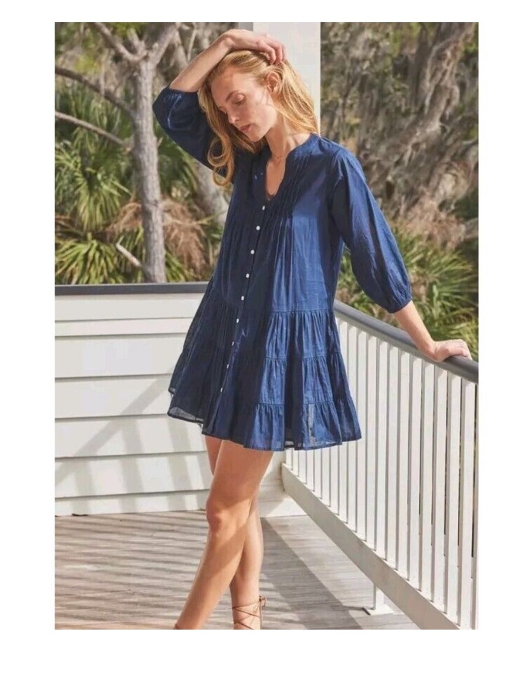NWOT Lake Eloise Tiered Sundress Deep Navy Sz Large feminine boho chic